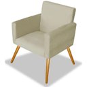 Ver imagem 1 de Poltrona Alice Suede Bege Decorativa Pés Palito Imbuia Mel Cadeira para Sala Recepção