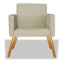 Ver imagem 2 de Poltrona Alice Suede Bege Decorativa Pés Palito Imbuia Mel Cadeira para Sala Recepção