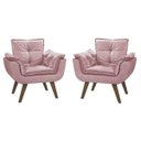 Ver imagem 1 de Kit 2 Poltrona Giovana Rosa Cadeira Decorativa para Sala Escritório Recepção