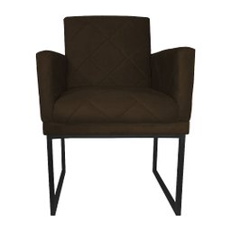 Kit 02 Poltronas Klara Base Ferro Preto Suede - Estopar Kit Klara Base Preta Suede Marrom - 4