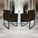 Ver imagem 2 de Kit 02 Poltronas Klara Base Ferro Preto Suede - Estopar Kit Klara Base Preta Suede Marrom
