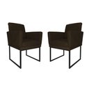 Ver imagem 1 de Kit 02 Poltronas Klara Base Ferro Preto Suede - Estopar Kit Klara Base Preta Suede Marrom