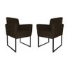 Kit 02 Poltronas Klara Base Ferro Preto Suede - Estopar Kit Klara Base Preta Suede Marrom - 1