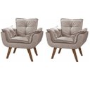 Ver imagem 1 de Kit 2 Poltronas Opala Cadeira Decorativas Suede Cappuccino para Sala Escritório Recepção - Az Decor