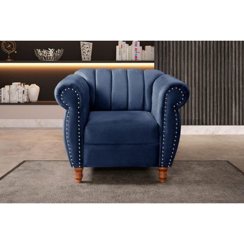 Poltrona Realeza Cor:Veludo Azul 210