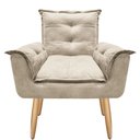Ver imagem 3 de Poltrona Opala Cadeira Decorativa Suede Bege para Sala Escritório Recepção - Az Decor