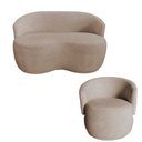 Ver imagem 1 de Kit Namoradeira + Poltrona Decorativa Beatriz Orgânica Bouclé Bege