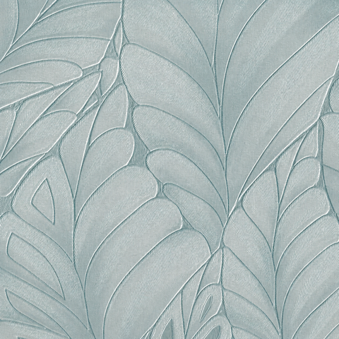 Papel de Parede Vinílico Folhagem Tropical Azul Serenity Texturizado - Coleção Poet Chart 5