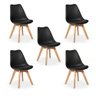 Kit 5 Cadeiras Eames Wood Leda Design Preta - 1