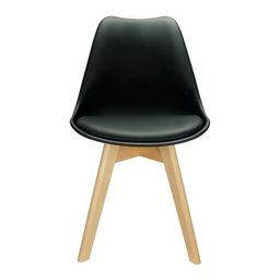 Kit 5 Cadeiras Eames Wood Leda Design Preta - 5