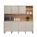 Ver imagem 2 de Armário Cozinha 220 M 7 Portas 2 Gavetas Mdf Jequitibá Gris