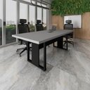 Ver imagem 1 de Mesa de Reunião Industrial 1 Caixa de Tomada MDP 200cm Cinza Sagrado com Preto
