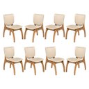 Ver imagem 1 de Kit 8 Cadeiras para Mesa de Jantar 44 x 86 Cm Irlanda Madeira Maciça Imbuia Linho Bege M58 - RMI