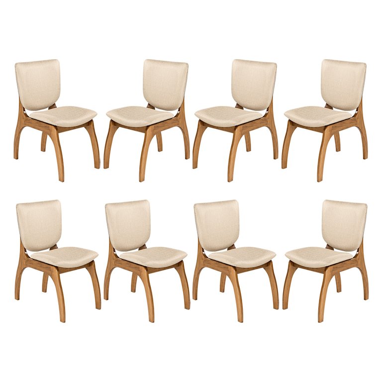 Kit 8 Cadeiras para Mesa de Jantar 44 x 86 Cm Irlanda Madeira Maciça Imbuia Linho Bege M58 - RMI Kit 8 Cadeiras para Mesa de Jantar 44 x 86 Cm Irlanda Madeira Maciça Imbuia Linho Bege M58 - RMI