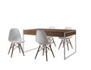 Ver imagem 1 de Conjunto Industrial Filadelfia 137x90 Ferro Branco Tampo Amendoa 4 Cadeiras Brancas