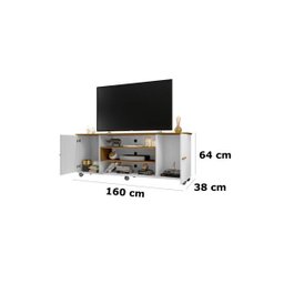 Rack para Tv Odeon Cinamomo com Branco - Bechara Móveis - 3