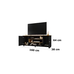 Rack para Tv Odeon Cinamomo Preto Fosco - Bechara Móveis - 3 Rack para Tv Odeon Cinamomo Preto Fosco - Bechara Móveis - 3