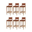 Ver imagem 1 de Kit 6 Banquetas Madeira Área Gourmet Estofadas com Encosto: Mel com Sintético Whisky
