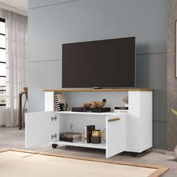 Rack Fenice Cinamomo com Branco - Bechara Móveis - 5