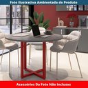 Ver imagem 2 de Mesa de Reunião Redonda P25 Pandin 110 Cm (largura) Tampo Mdp Grafito Pé Aço Tubular Vermelho