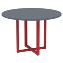Ver imagem 1 de Mesa de Reunião Redonda P25 Pandin 110 Cm (largura) Tampo Mdp Grafito Pé Aço Tubular Vermelho