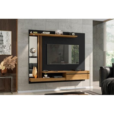 Painel Suspenso Para Sala De Estar TV até 55 Polegadas Denver Preto/Cinamomo