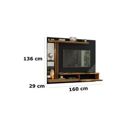 Painel Suspenso Para Sala De Estar TV até 55 Polegadas Denver Preto/Cinamomo - 3