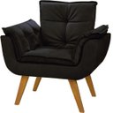 Ver imagem 2 de Kit 2 Poltrona Suede Preto Cadeira Decorativa Julia Sala Recepção Pés Caramelo