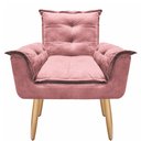 Ver imagem 4 de Kit 2 Poltrona Suede Rosê Cadeira Decorativa Julia Opala Sala Recepção Pés Caramelo