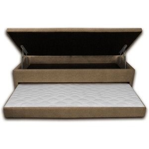 Bicama Box Baú 3 em 1 Solteirão 110x188x046 com Cama Auxiliar Ortopédica Firme Sued Bege