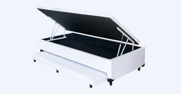 Cama Box Baú 3 em 1 Solteiro Medida Especial Corino Branco com Cama Auxiliar Ortopédica Firme - 1