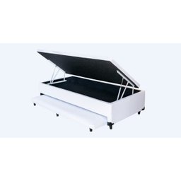 Cama Box Baú 3 em 1 Solteiro Medida Especial Corino Branco com Cama Auxiliar Ortopédica Firme - 1
