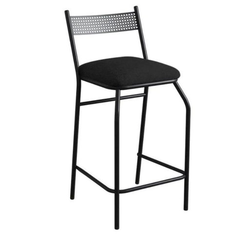 Banqueta Alta com Encosto Ibiza Industrial para Balcão Cozinha Sintético Preto - Aurora Line