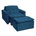 Ver imagem 1 de Poltrona Cama Retrátil Reclinável Com Puff Suede Azul Descanso - Larbelle
