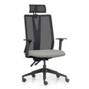 Ver imagem 2 de Kit 2 Cadeiras Escritório Giratória Presidente Flow F02 Base Preta Crepe Cinza - Lyam Decor