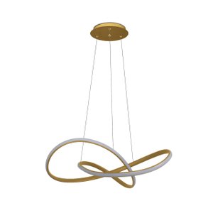 Lustre Pendente Led Design Moderno Dourado 3000k Trilha - SL Iluminação
