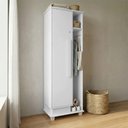 Ver imagem 4 de Armário Multiuso Caribe para Lavanderia e Serviço com Porta e Nicho Vassouras e Prateleiras - Branco