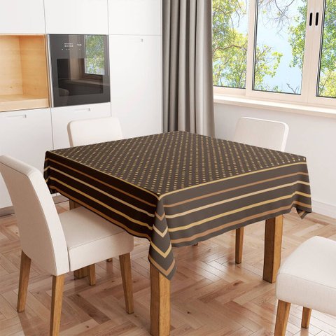 Toalha de Mesa Quadrada 4 Lugares Poa Dourada