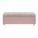 Ver imagem 3 de Recamier Baú Madri 1,40m Espuma Suede Rosa Bebê Inova Decor