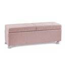 Ver imagem 2 de Recamier Baú Madri 1,40m Espuma Suede Rosa Bebê Inova Decor