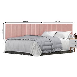 Cabeceira Cama Box casal 140 cm suspensa estofada em L - Proteção Lateral - Bege - 3