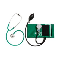 Aparelho Pressão Adulto Nylon Fecho de Contato Verde + Estetoscópio Adulto Duosson P.a. Med - 1