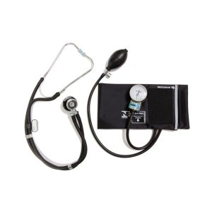 Aparelho Pressão Adulto Nylon Fecho de Contato Preto + Estetoscópio Rappaport P.a. Med