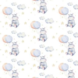 Papel De Parede Autoadesivo Baby Hipopótamo Cute 3,00 x 0,58 m - 2