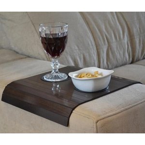 Kit 2 Esteira Flex Para Braço De Sofá Com Porta Copos Tabaco