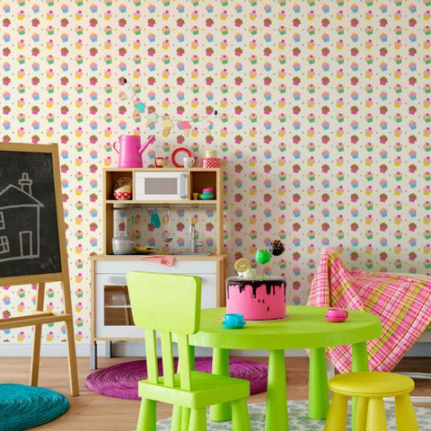 Papel de Parede Infantil - Cupcake 1 Arte Destaque 2 Metros