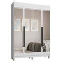 Ver imagem 2 de Guarda-Roupa Solteiro com Pés 4 Portas Batentes com Espelhos Branco/Branco/Preto Saturno Madesa