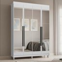 Ver imagem 1 de Guarda-Roupa Solteiro com Pés 4 Portas Batentes com Espelhos Branco/Branco/Preto Saturno Madesa