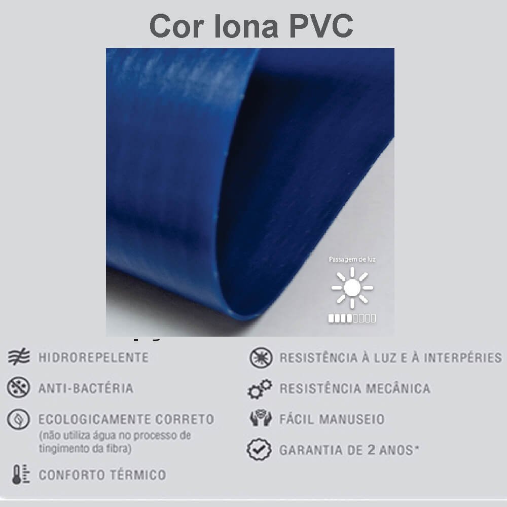 Toldo Articulado - 3,00m x 1,50m Lona PVC Azul Reno - 5
