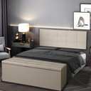 Ver imagem 2 de Kit Cabeceira Painel e Calçadeira Baú Queen 1,60m Roma Suede Bege Sky Mobile